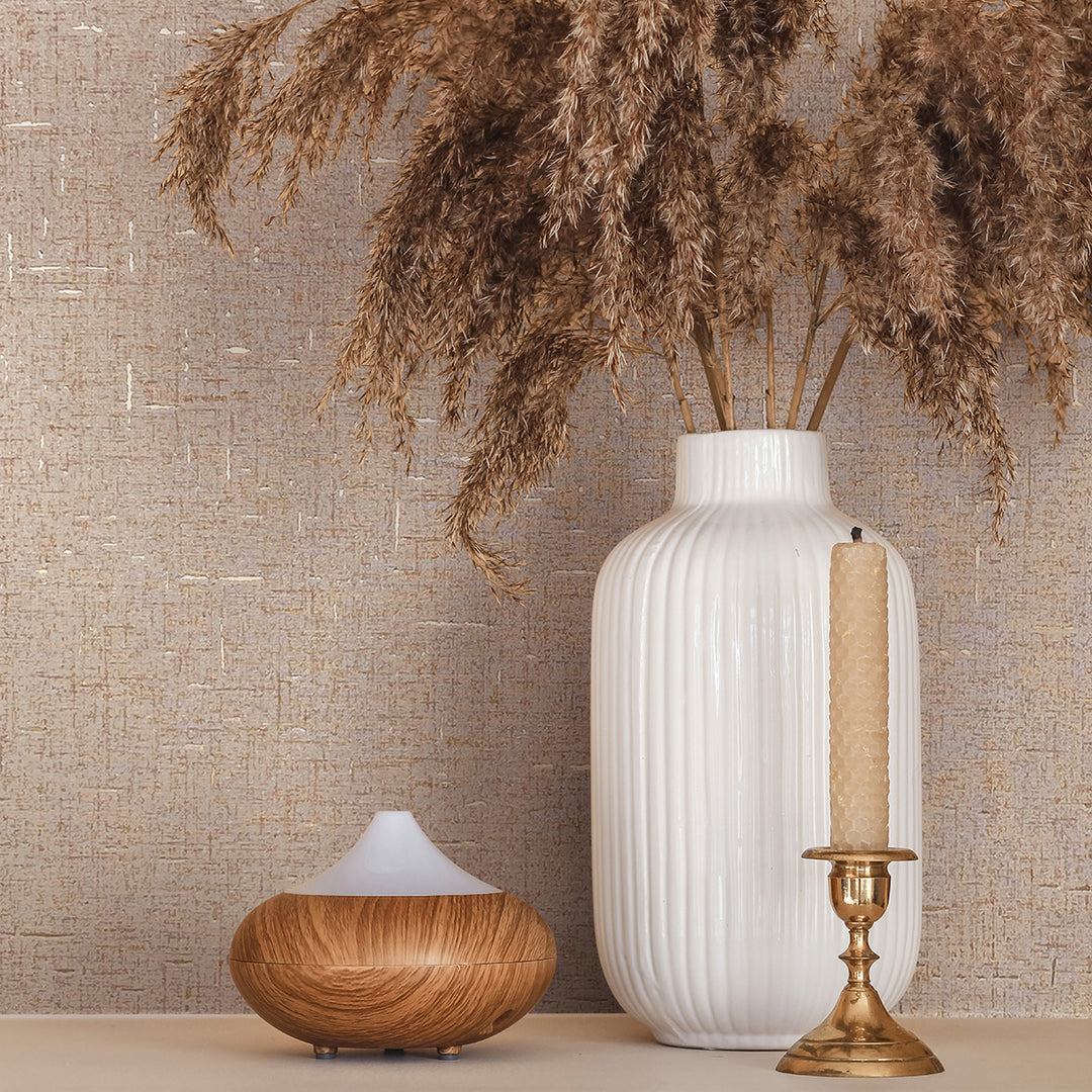 Луксозен текстилен ефект Тапет Едноцветен Бежово златно плат City Romance