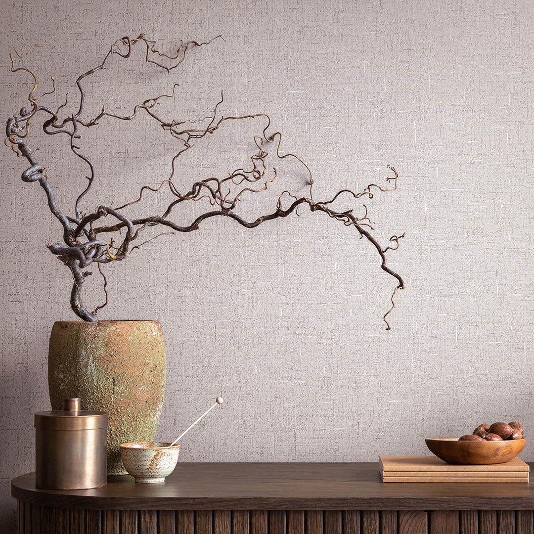 Луксозен текстилен ефект Тапет Едноцветен Бежово розово плат City Romance