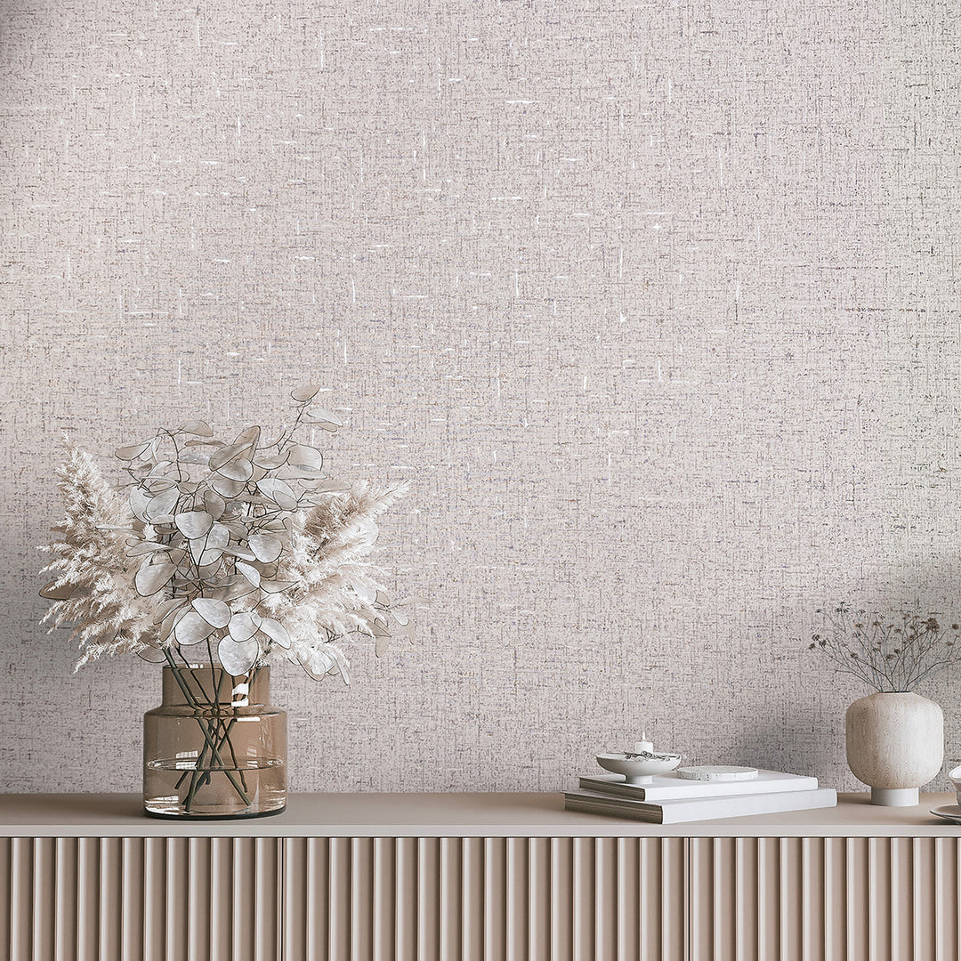 Луксозен текстилен ефект Тапет Едноцветен Бежово розово плат City Romance