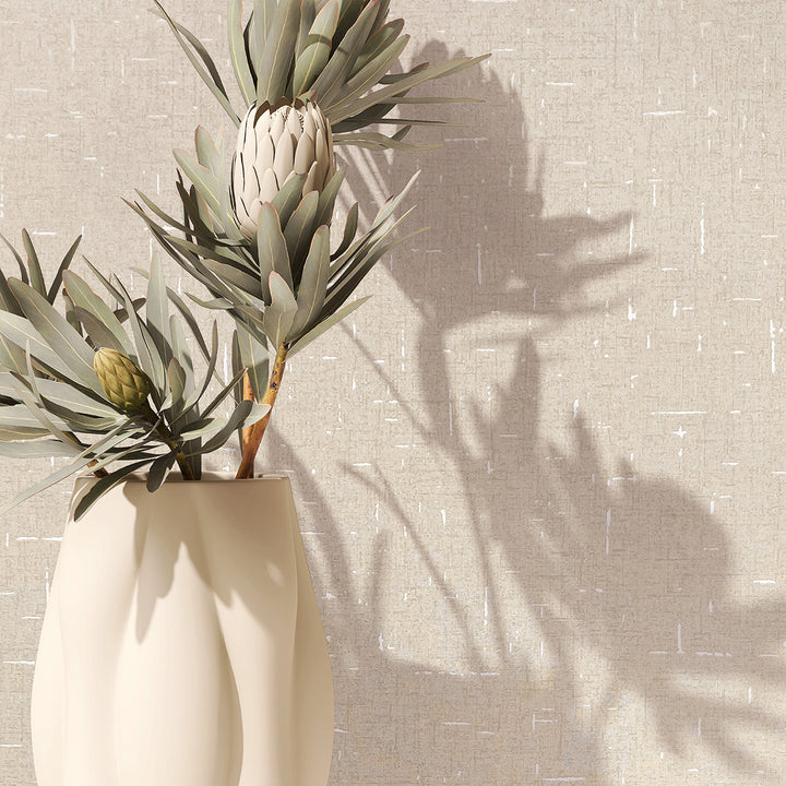 Луксозен текстилен ефект Тапет Едноцветен Светло бежово плат City Romance