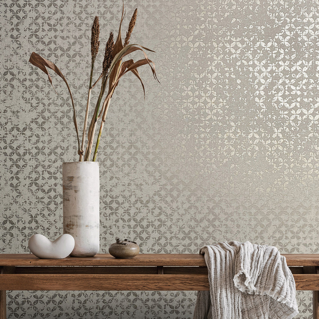 Луксозен Тапет Винтидж Кръгове Сиво бежово City Romance