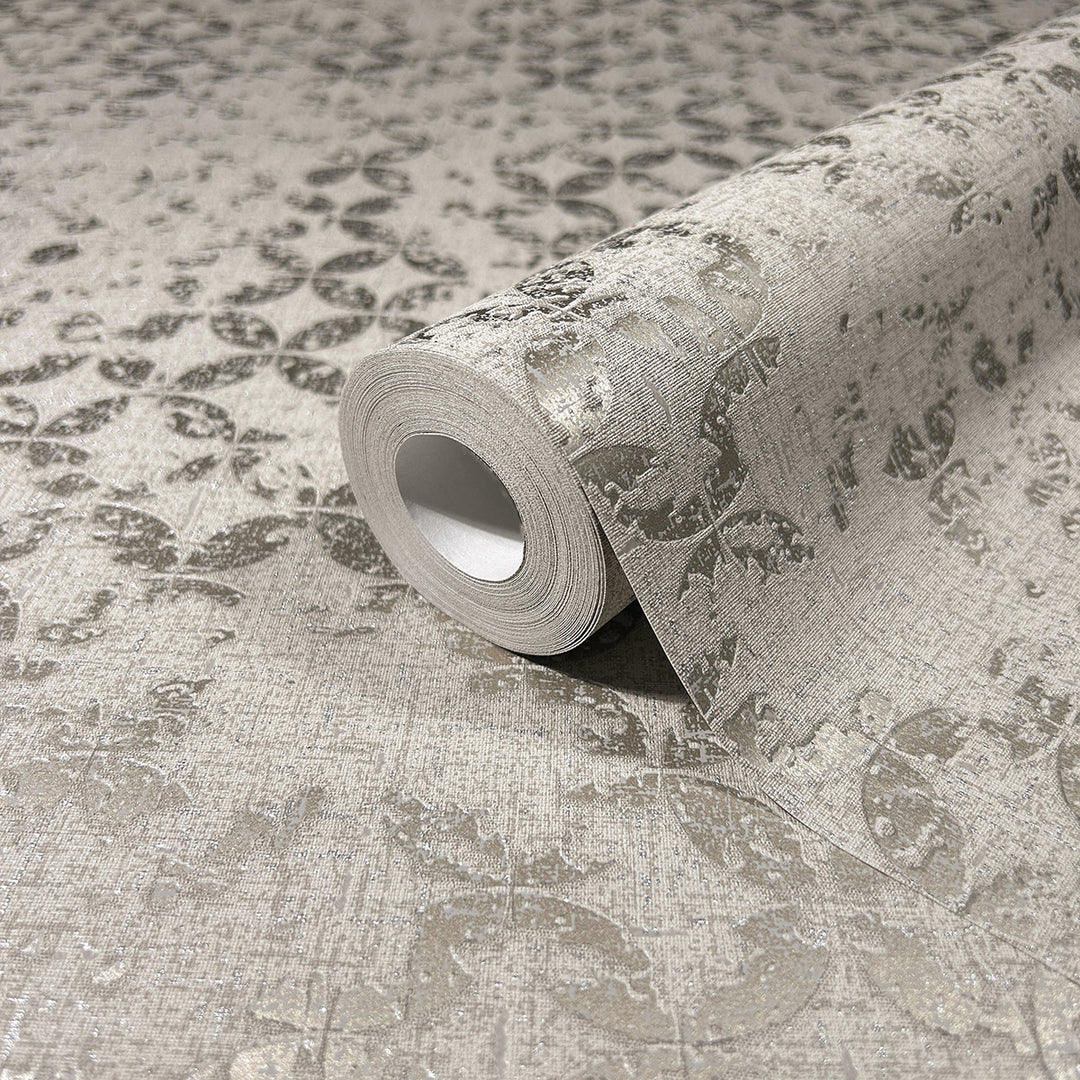 Луксозен Тапет Винтидж Кръгове Сиво бежово City Romance