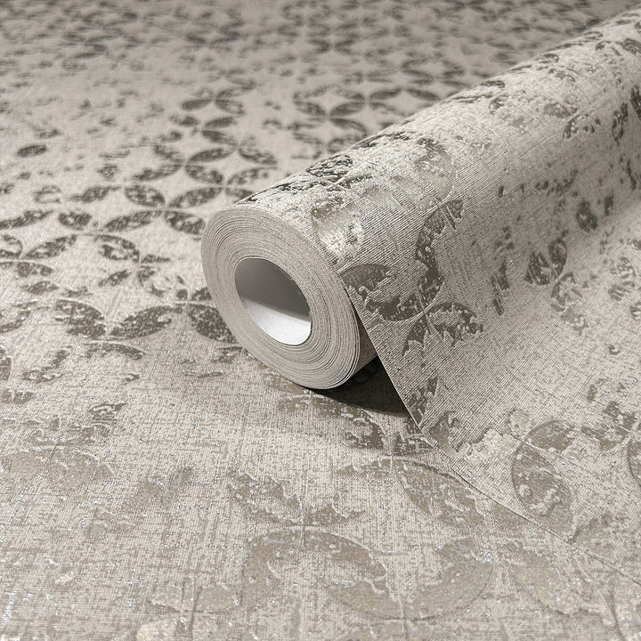 Луксозен Тапет Винтидж Кръгове Сиво бежово City Romance