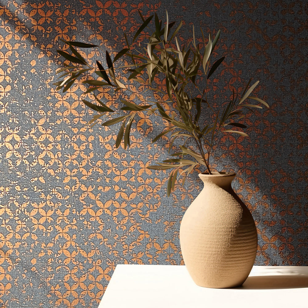 Луксозен Тапет Винтидж Кръгове Сиво черно City Romance