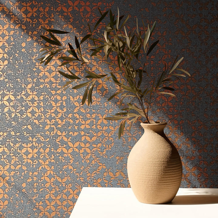 Луксозен Тапет Винтидж Кръгове Сиво черно City Romance