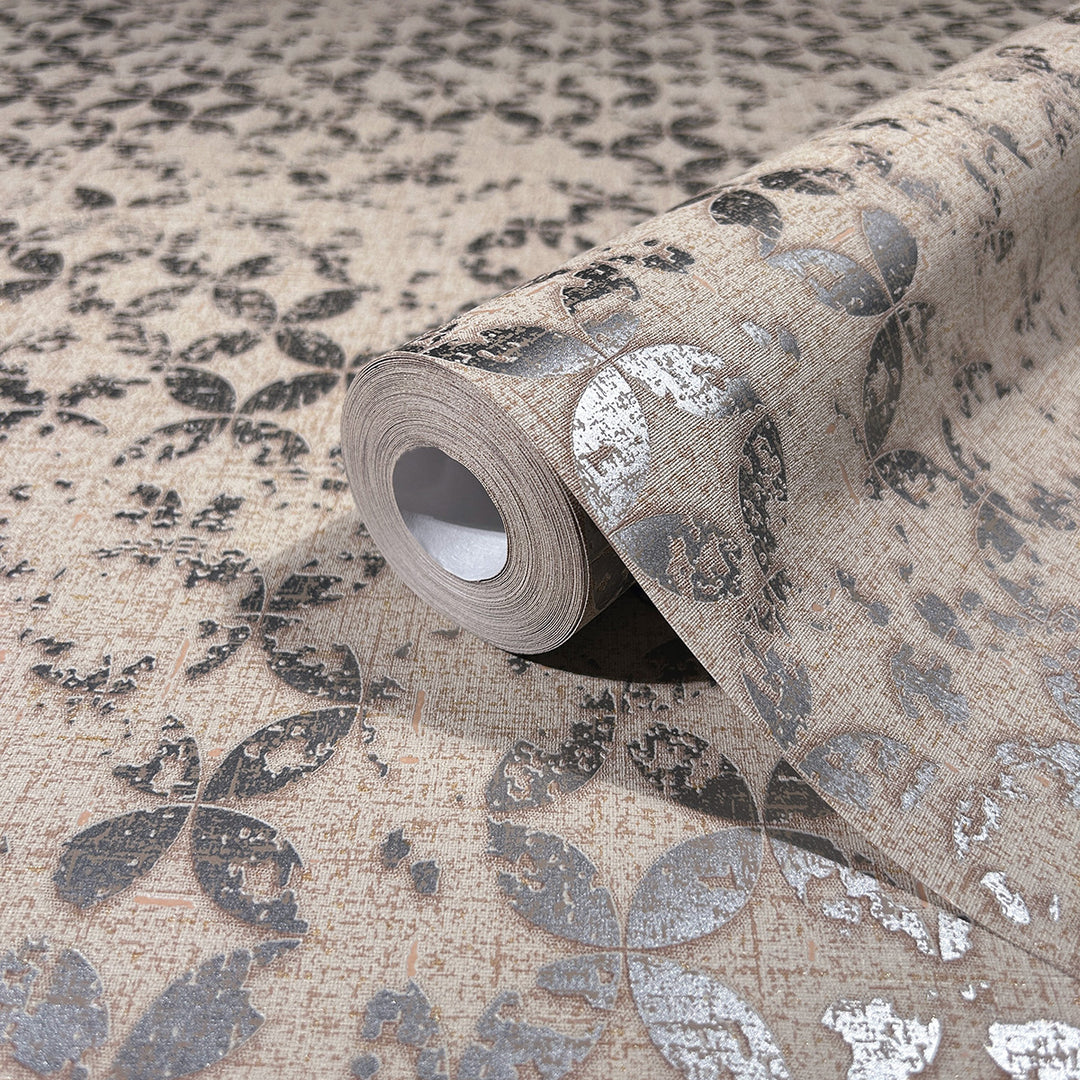 Луксозен Тапет Винтидж Кръгове Бежово розово City Romance