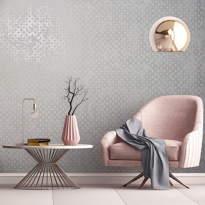 Луксозен Тапет Винтидж Кръгове Бяло City Romance