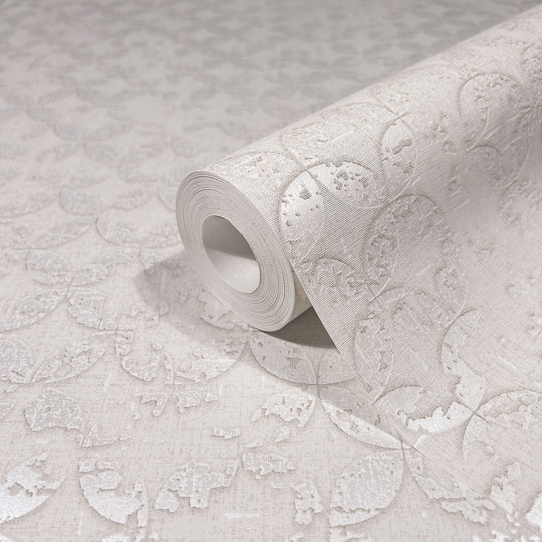 Луксозен Тапет Винтидж Кръгове Сребърно бежово City Romance