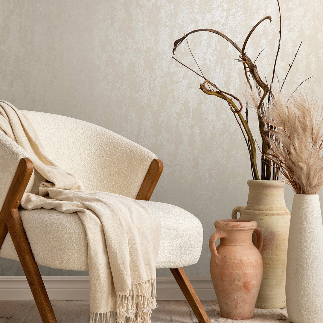 Луксозен копринен ефект Тапет Мазилка Бежово City Romance