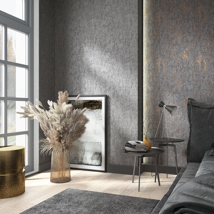 Луксозен Тапет Фина мазилка Сиво черно City Romance