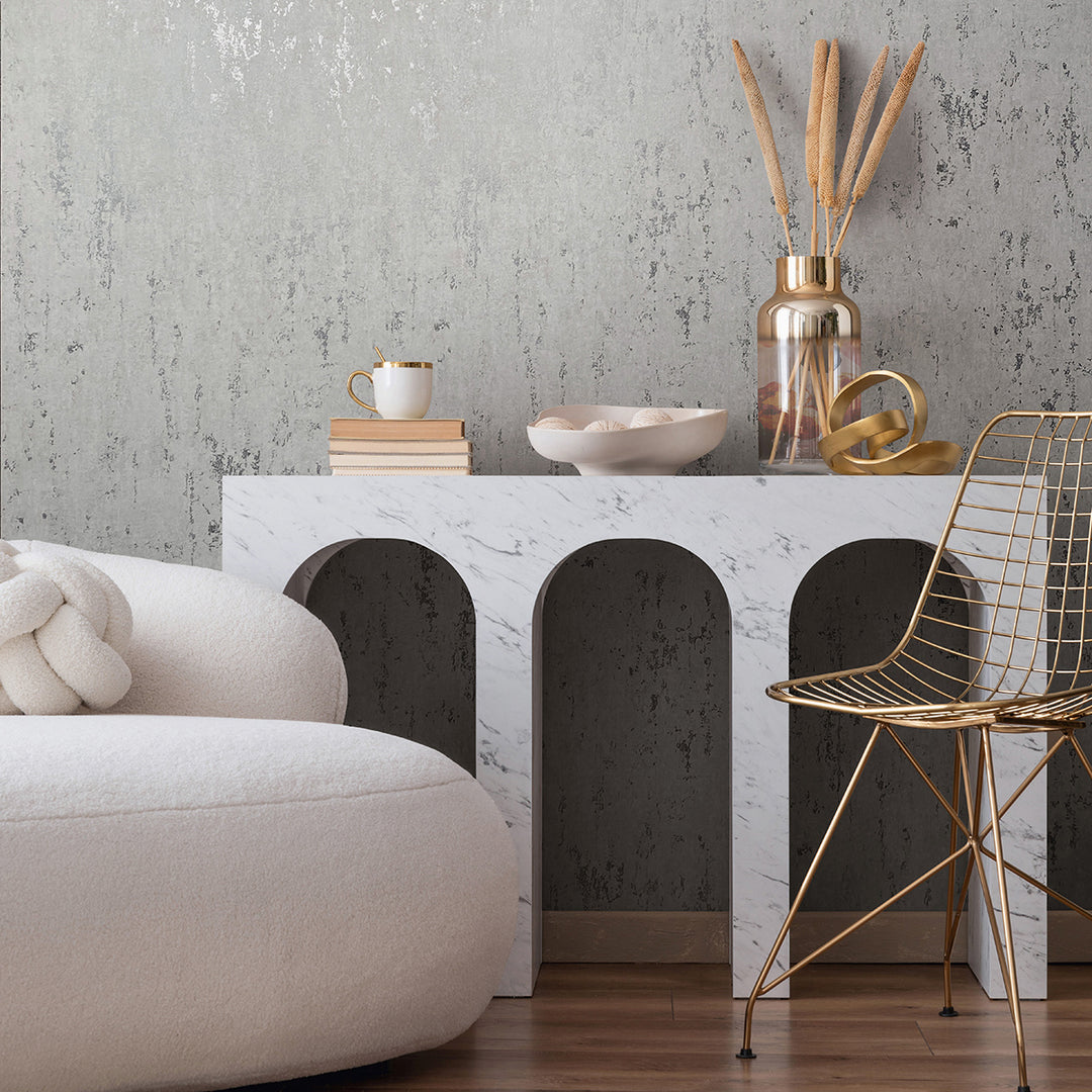 Луксозен Тапет Винтидж мазилка Сиво City Romance