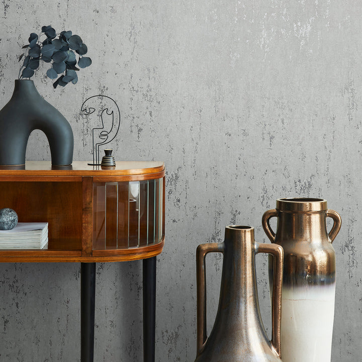 Луксозен Тапет Винтидж мазилка Сиво City Romance