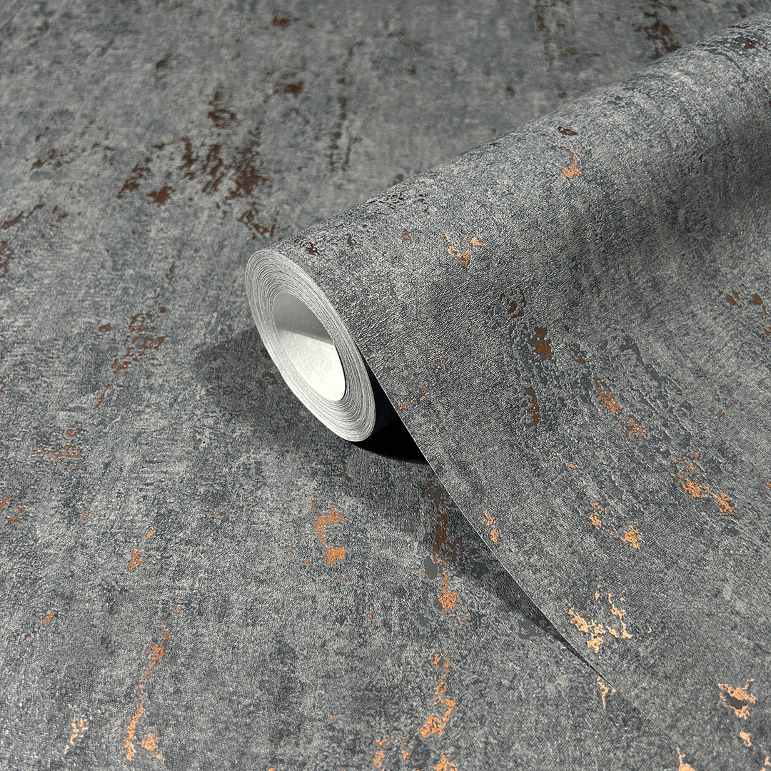 Луксозен Тапет Винтидж мазилка Черно-мед City Romance