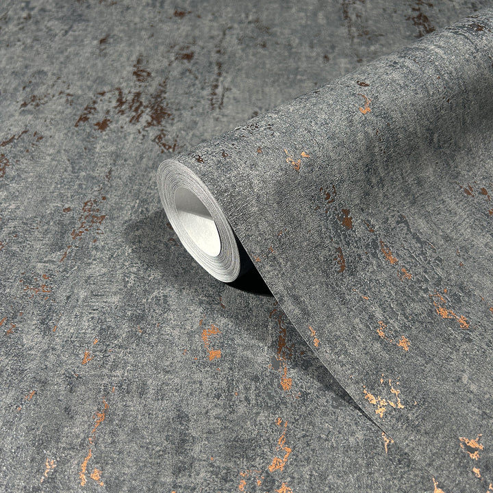 Луксозен Тапет Винтидж мазилка Черно-мед City Romance