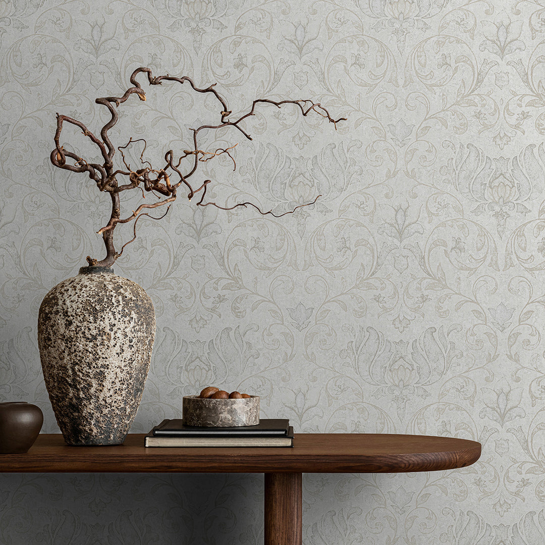 Луксозен Тапет Бежови Орнаменти Сиво бяло City Romance