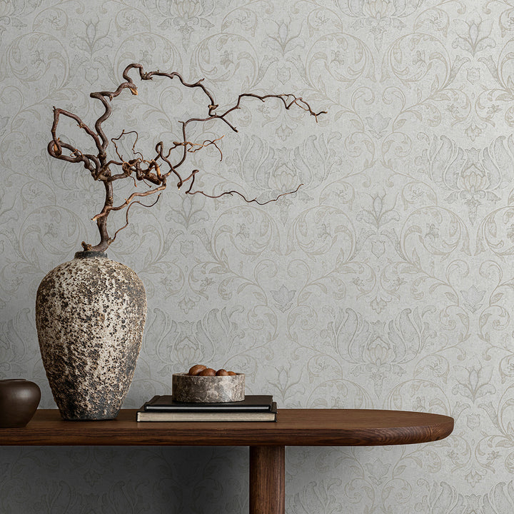 Луксозен Тапет Бежови Орнаменти Сиво бяло City Romance