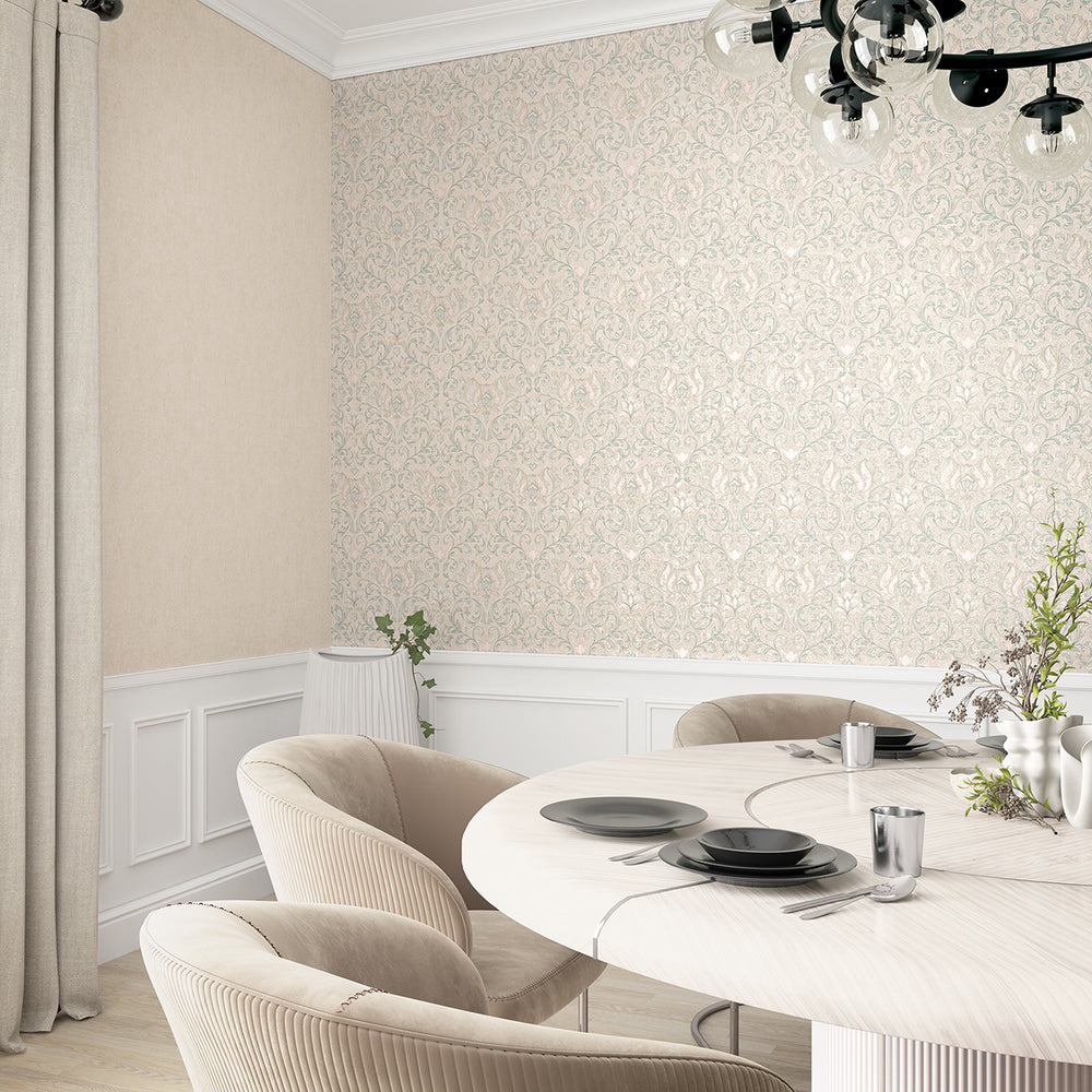 Луксозен Тапет Сивосини Орнаменти Бежово City Romance