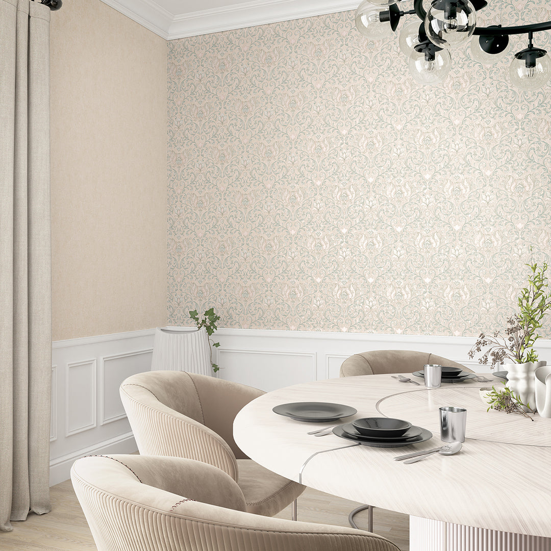 Луксозен Тапет Сивосини Орнаменти Бежово City Romance