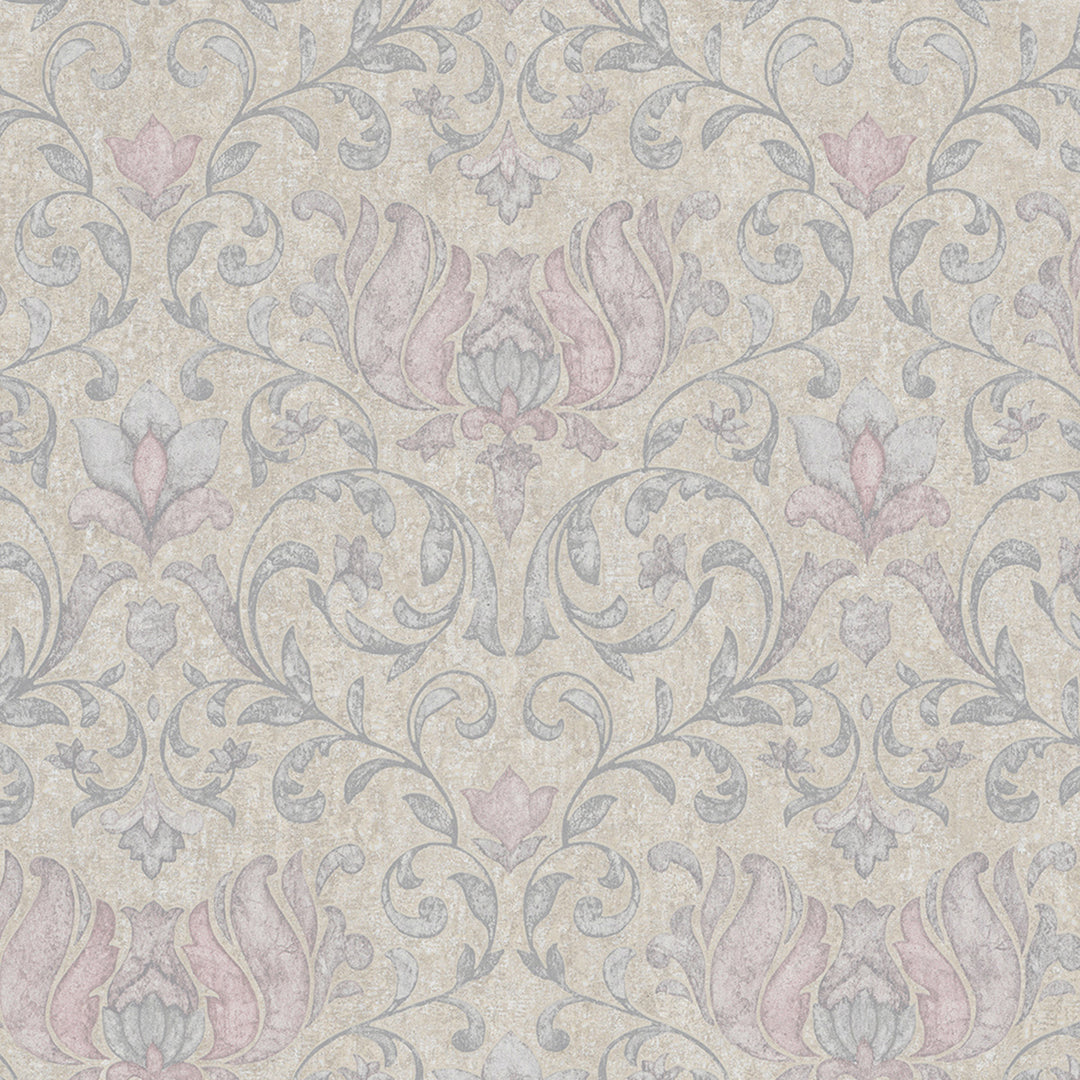 Луксозен Тапет Розови Орнаменти Сиво бежово City Romance