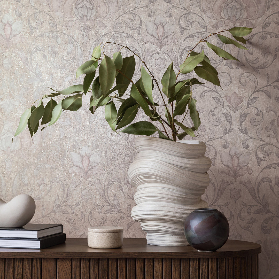 Луксозен Тапет Розови Орнаменти Сиво бежово City Romance