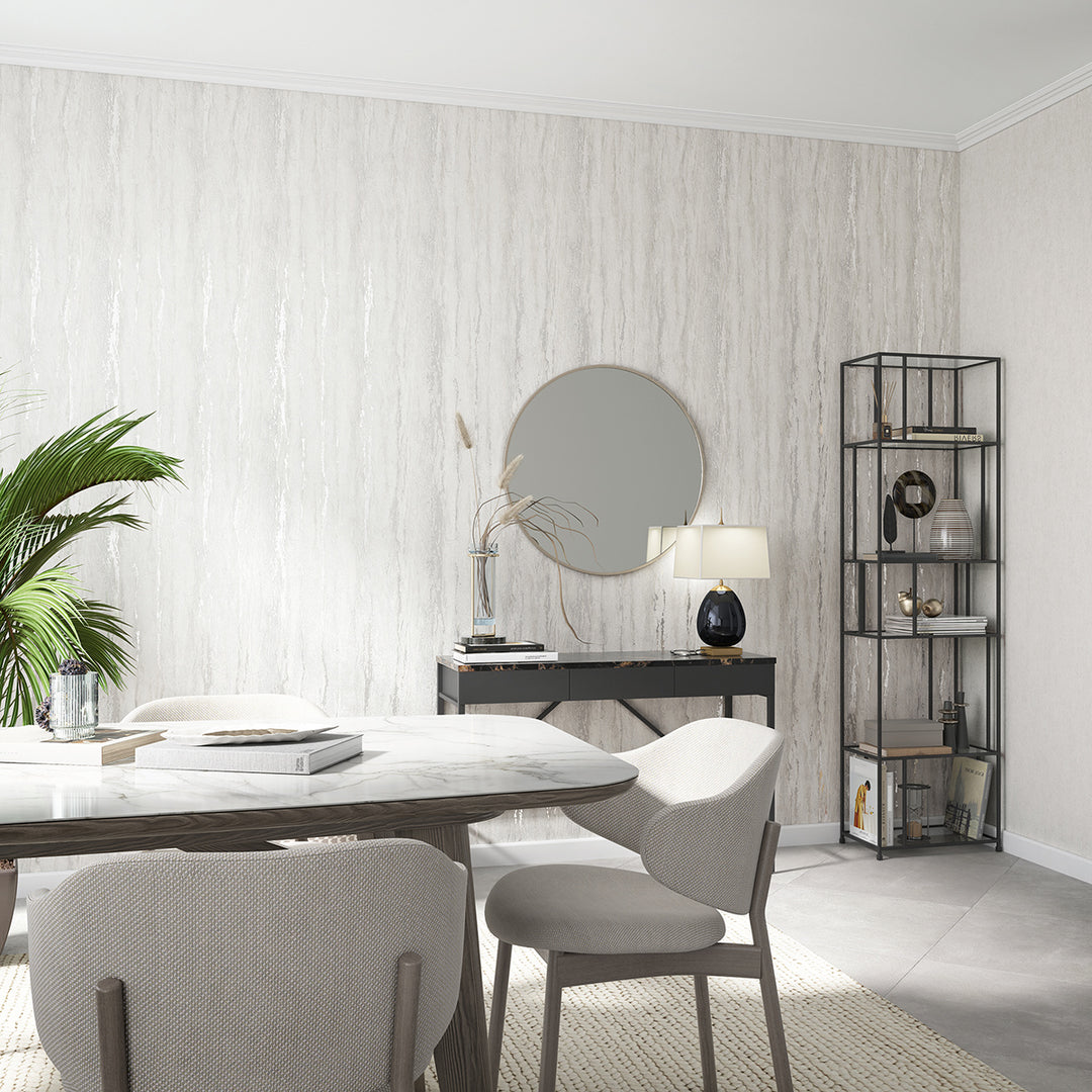 Луксозен Тапет Вертикална мазилка Бежово сребърно City Romance