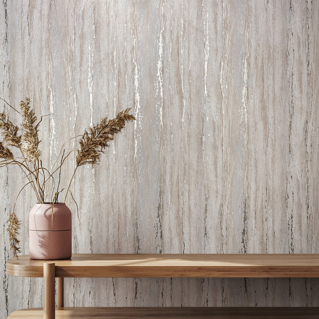 Луксозен Тапет Вертикална мазилка Сиво бежово City Romance