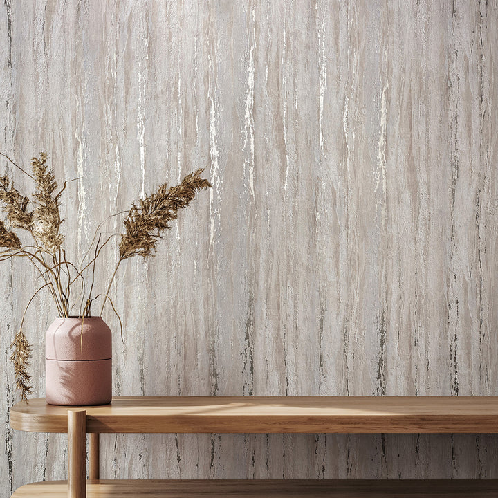 Луксозен Тапет Вертикална мазилка Сиво бежово City Romance