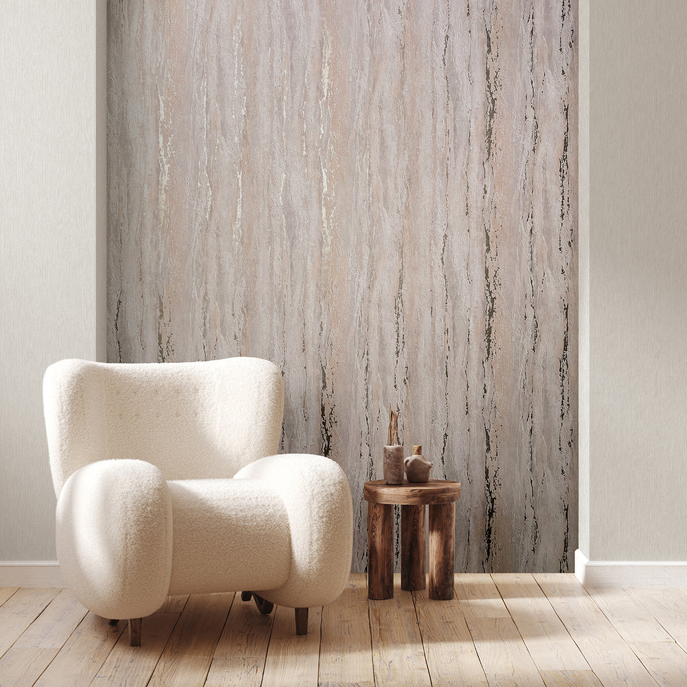 Луксозен Тапет Вертикална мазилка Кафяво бежово City Romance