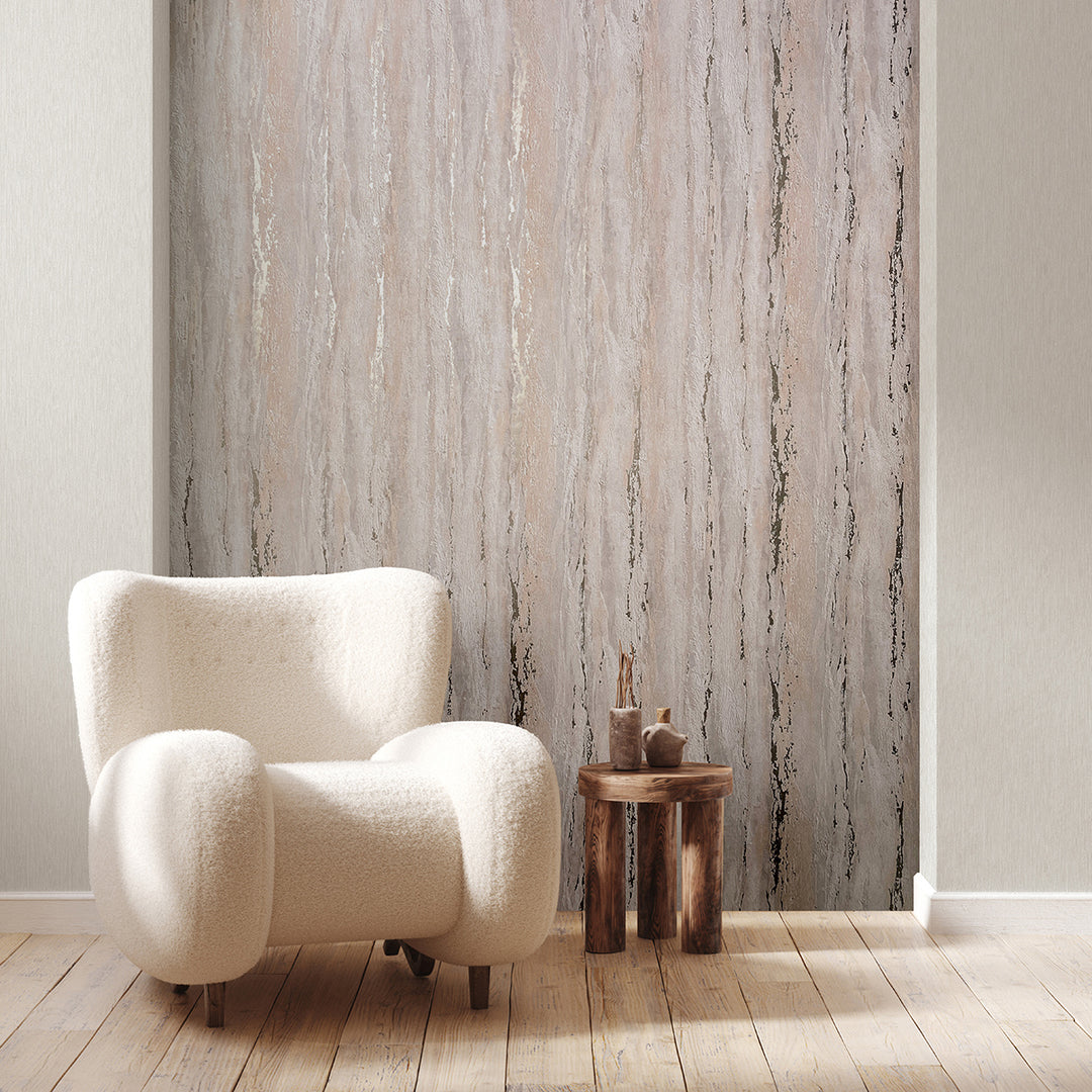 Луксозен Тапет Вертикална мазилка Кафяво бежово City Romance