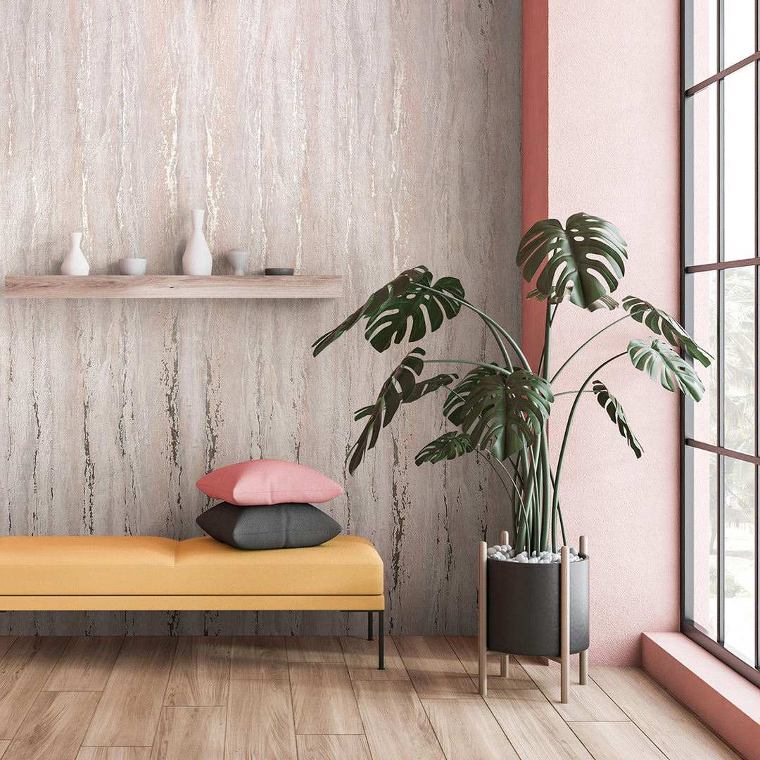 Луксозен Тапет Вертикална мазилка Кафяво бежово City Romance