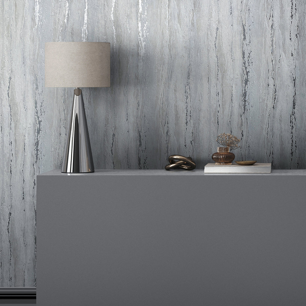 Луксозен Тапет Вертикална мазилка Светло сиво City Romance