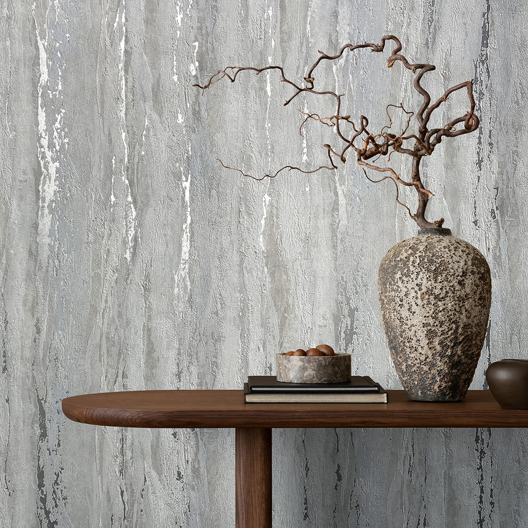 Луксозен Тапет Вертикална мазилка Светло сиво City Romance