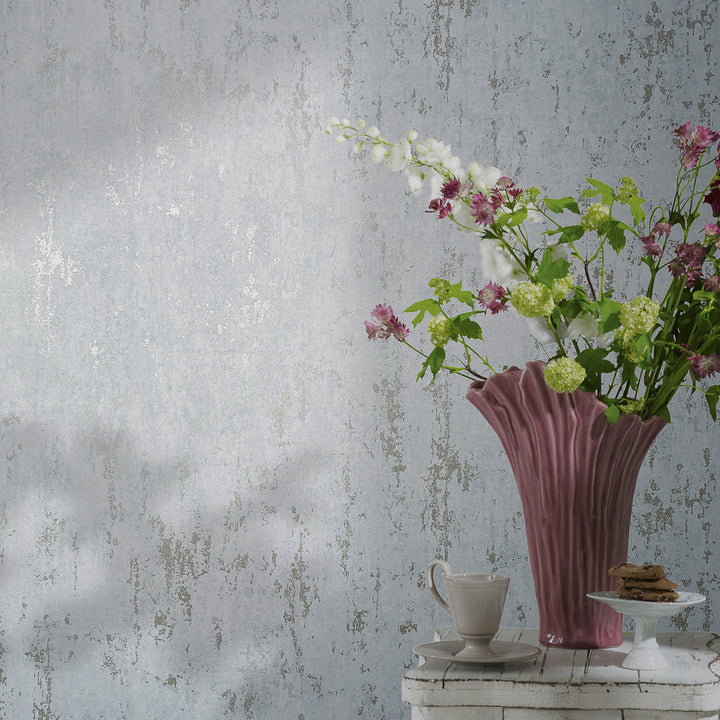 Луксозен Тапет Винтидж мазилка Бледо тюркоазено City Romance