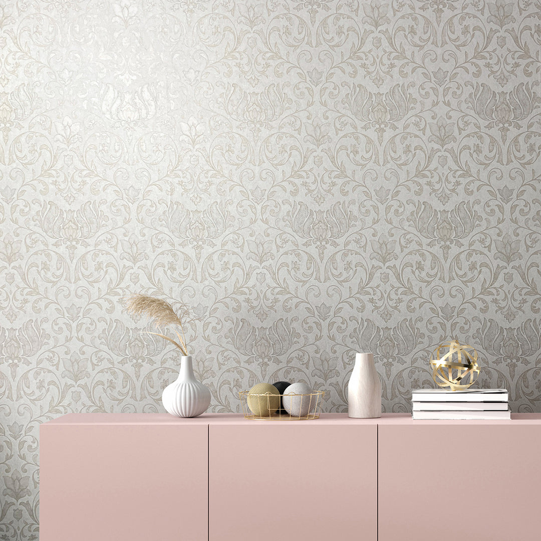 Луксозен Тапет Бежови Орнаменти Бяло City Romance