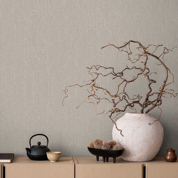 Винилов високоустойчив Тапет Едноцветен Таупе Timber