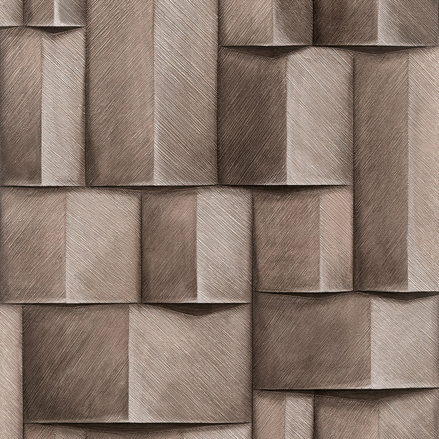 Винилов високоустойчив Тапет 3D Дървено пано Сиво кафяво Timber