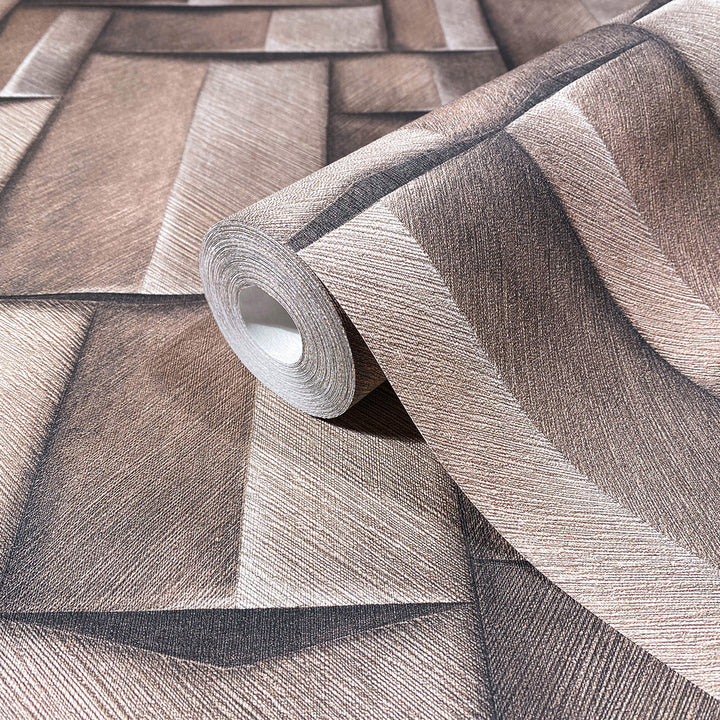 Винилов високоустойчив Тапет 3D Дървено пано Сиво кафяво Timber