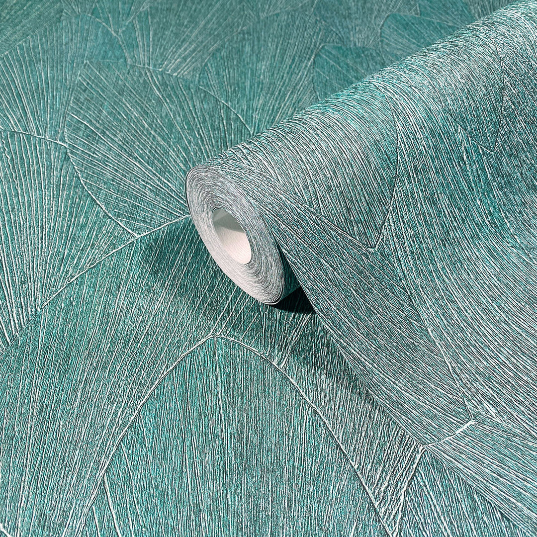 Винилов високоустойчив Тапет Релефни листа Тюркоазено Timber