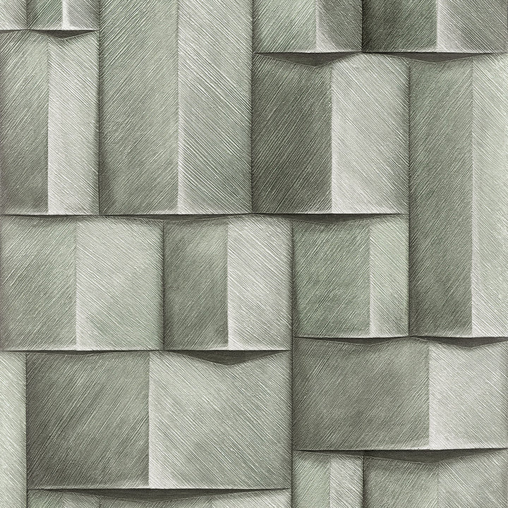 Винилов високоустойчив Тапет 3D Дървено пано Зелено Timber