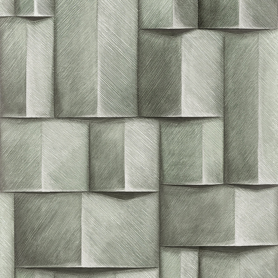 Винилов високоустойчив Тапет 3D Дървено пано Зелено Timber