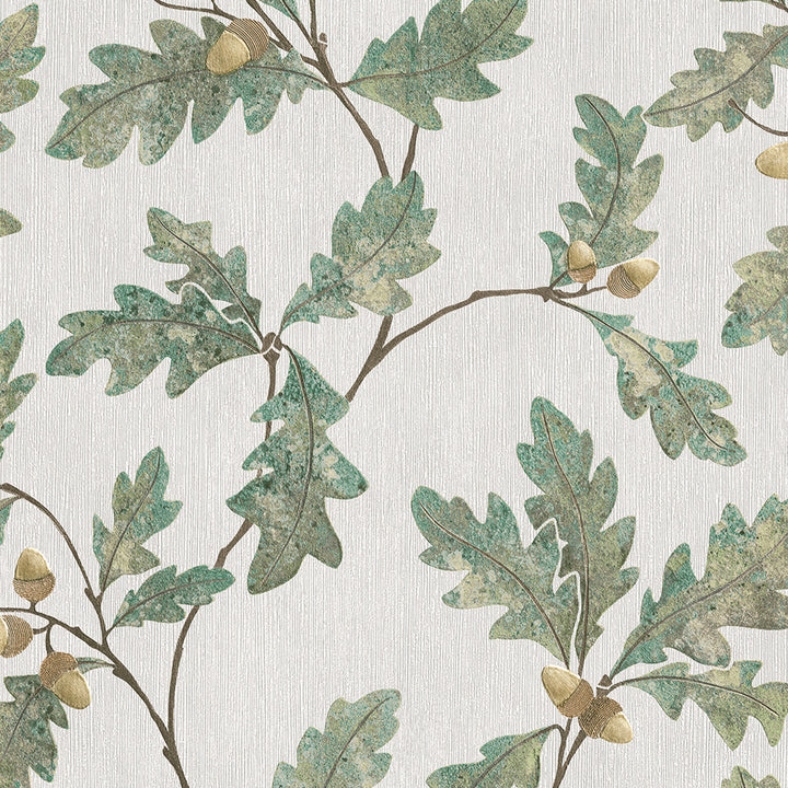 Винилов високоустойчив Тапет Дъбови листа Зелено Timber