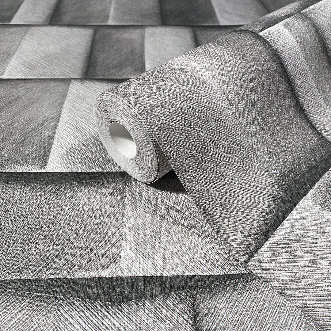 Винилов високоустойчив Тапет 3D Дървено пано Сиво Timber