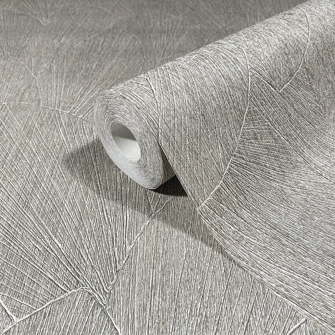 Винилов високоустойчив Тапет Релефни листа Бежово сиво Timber