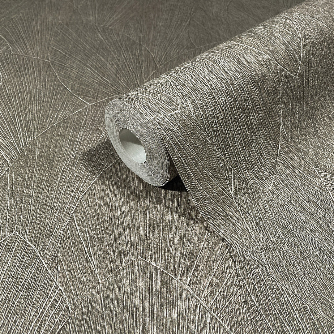 Винилов високоустойчив Тапет Релефни листа Сиво бежово Timber