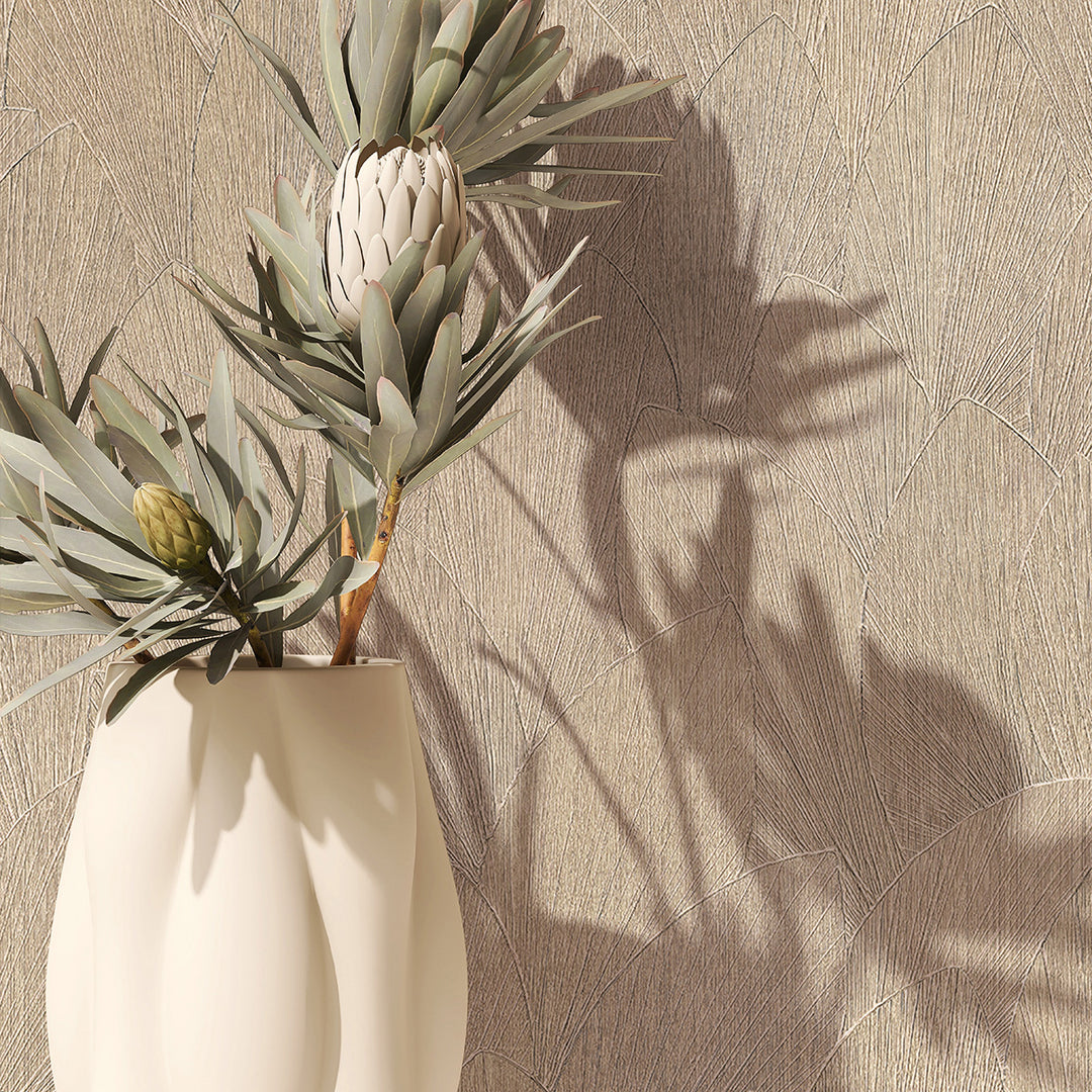 Винилов високоустойчив Тапет Релефни листа Жълтокафяво Timber