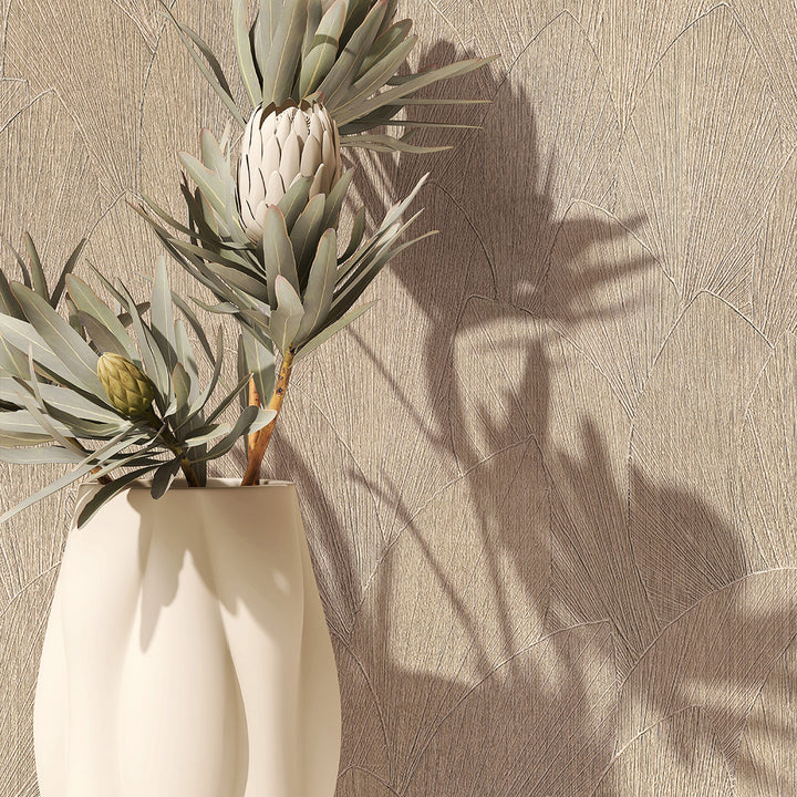 Винилов високоустойчив Тапет Релефни листа Жълтокафяво Timber