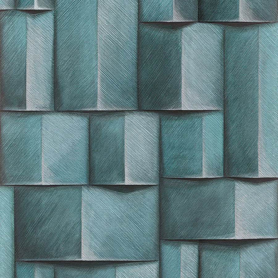 Винилов високоустойчив Тапет 3D Дървено пано Тюркоазено Timber