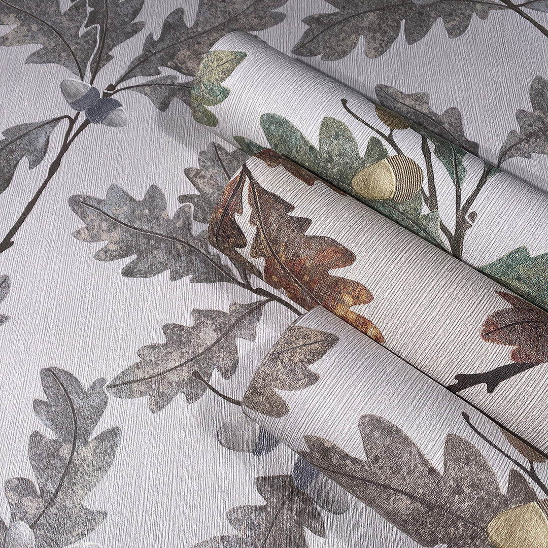 Винилов високоустойчив Тапет Дъбови листа Сиво Timber