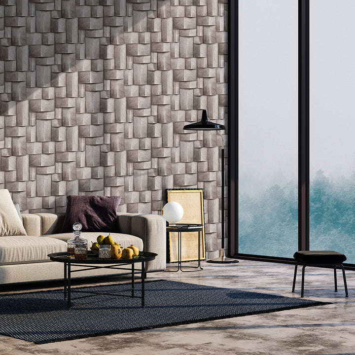 Винилов високоустойчив Тапет 3D Дървено пано Таупе Timber