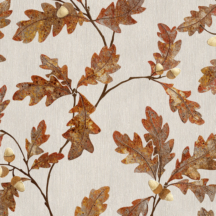 Винилов високоустойчив Тапет Дъбови листа Червенокафяво Timber